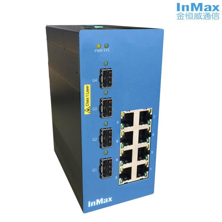 inmax金恒威P612A 4千兆光口+8电 增强网管型PoE工业以太网交换机
