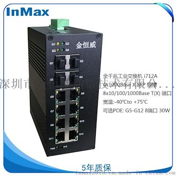 InMax金恒威 i712A 12千兆口 全千兆工业交换机 网管型千兆工业级交换机 博通最新方案